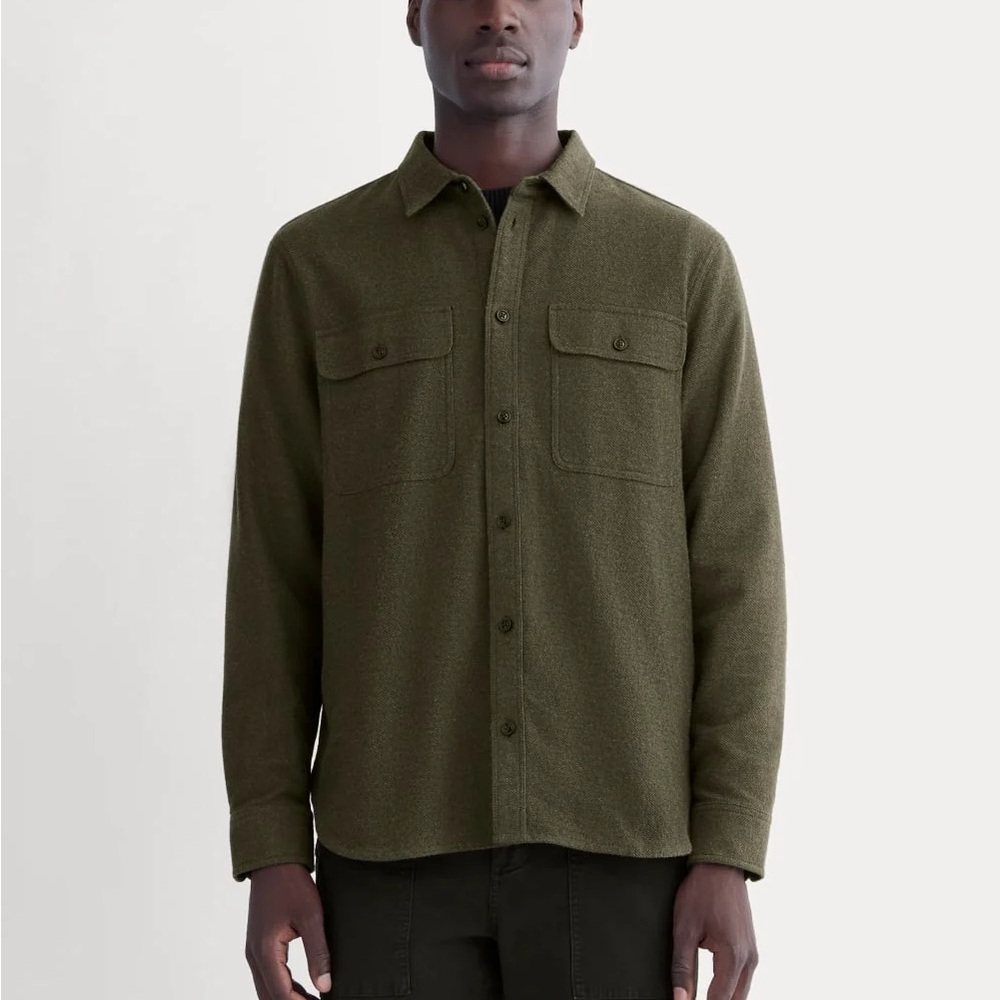 Everlane The Heavyweight Overshirt In Heathered Green Size Small